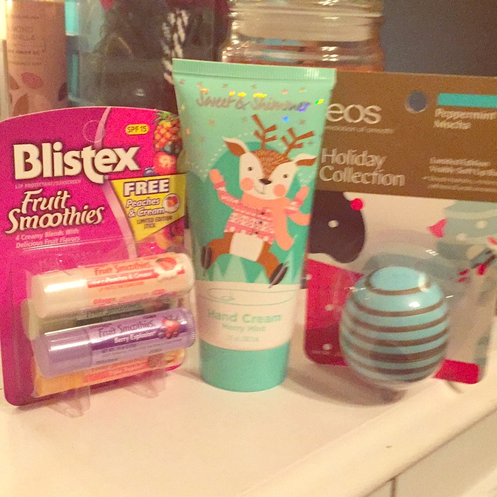 EOS lip balm, hand cream,fruit smoothies lip balm.